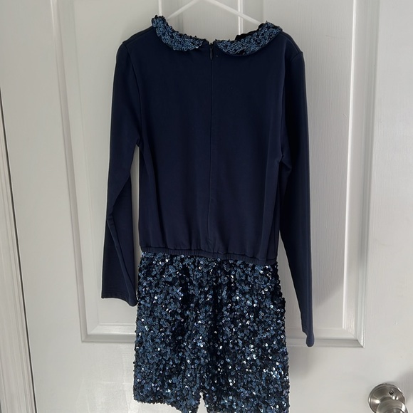 Boden sparkle navy blue romper with navy blue tights from crewcuts - Picture 3 of 5